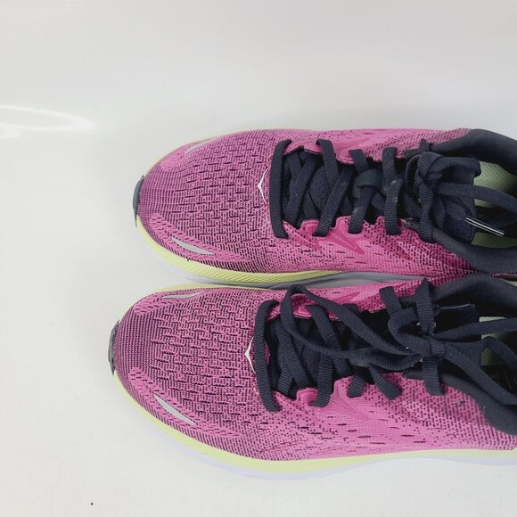 Hoka One One Women's Pink Lime Clifton 8 Mesh Athletic Running Shoes Size 6B - Picture 3 of 7
